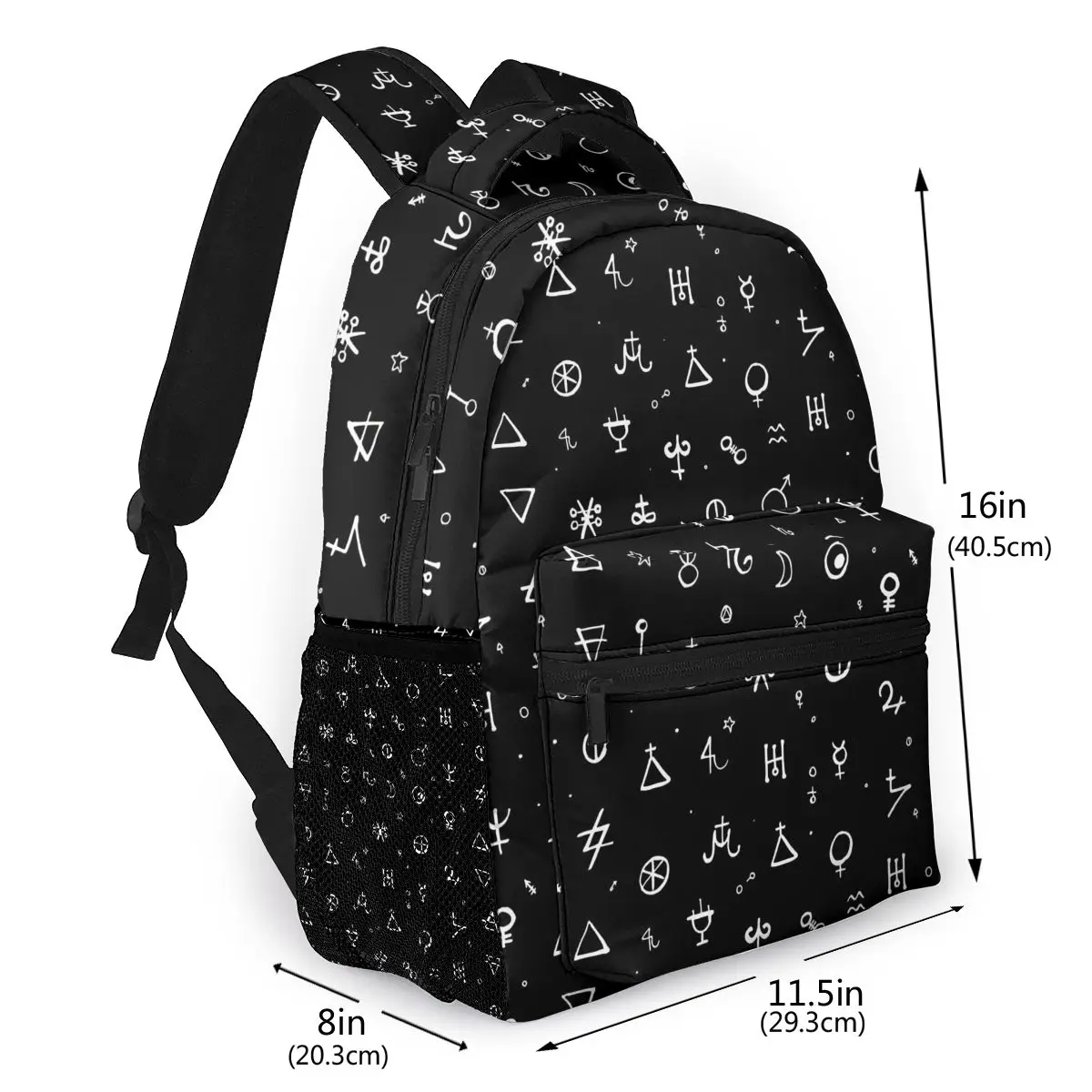 Gothic,Vector Geometric Pattern With Alchemy Backpack for Girls Boys Travel RucksackBackpacks for Teenage school bag