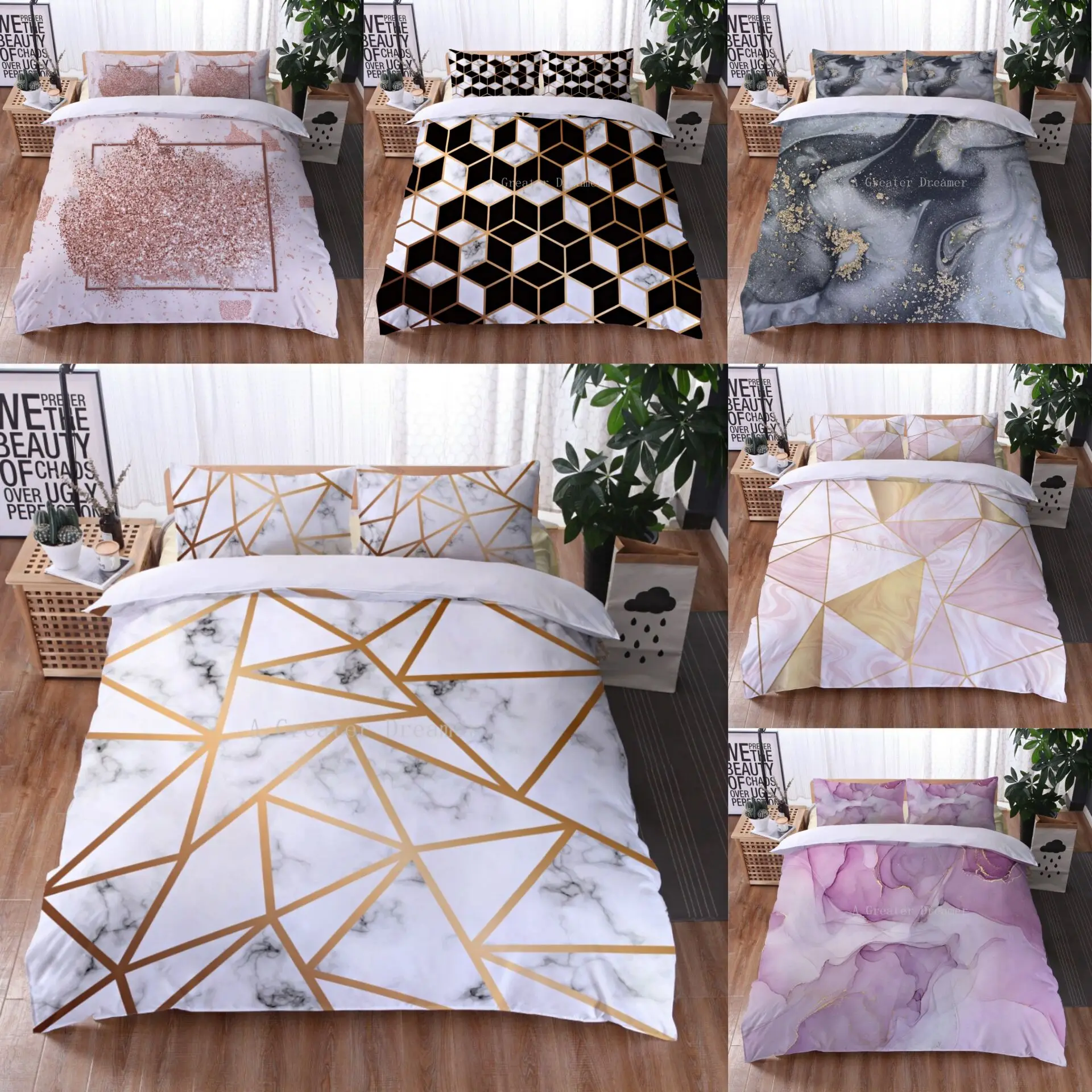 

Black And Pink Color Bed Linens Marble Reactive Printed Duvet Cover Set For Home Housse De Couette Bedding Set Queen Bedclothes