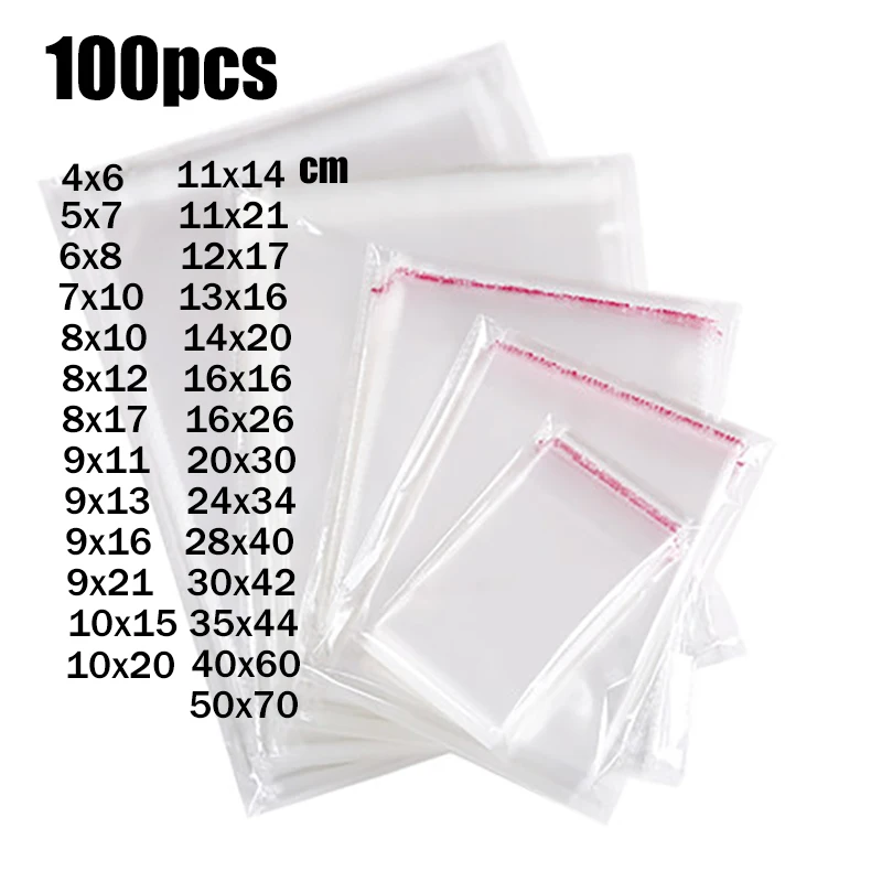 

Wholesale 100/50pcs Transparent Self-adhesive Small Cello Self Sealing Bag package Thick Clear Cellophane OPP Plastic poly Bags