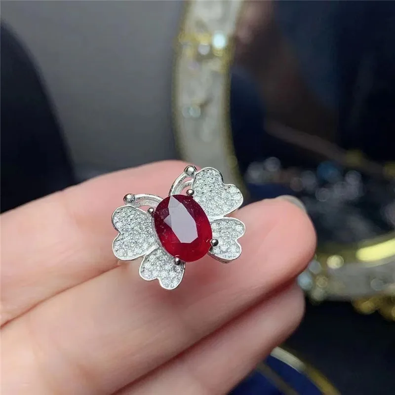 

New ruby ring, 925 silver women's ring, simple and elegant design