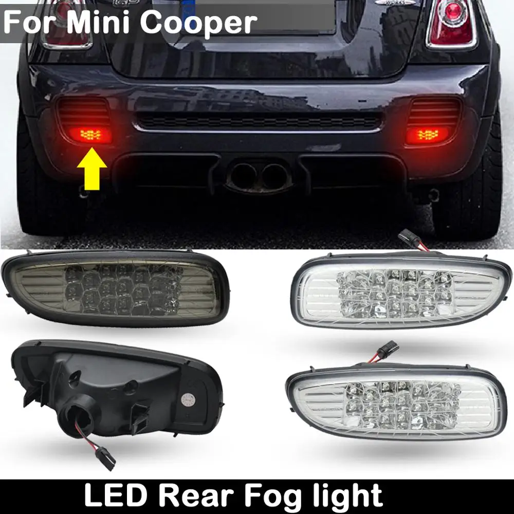 

2Pcs Smoked lens or Clear Lens LED Rear Fog Lamps Running light for Mini Cooper R56 R57 R58 R59 2006-2013