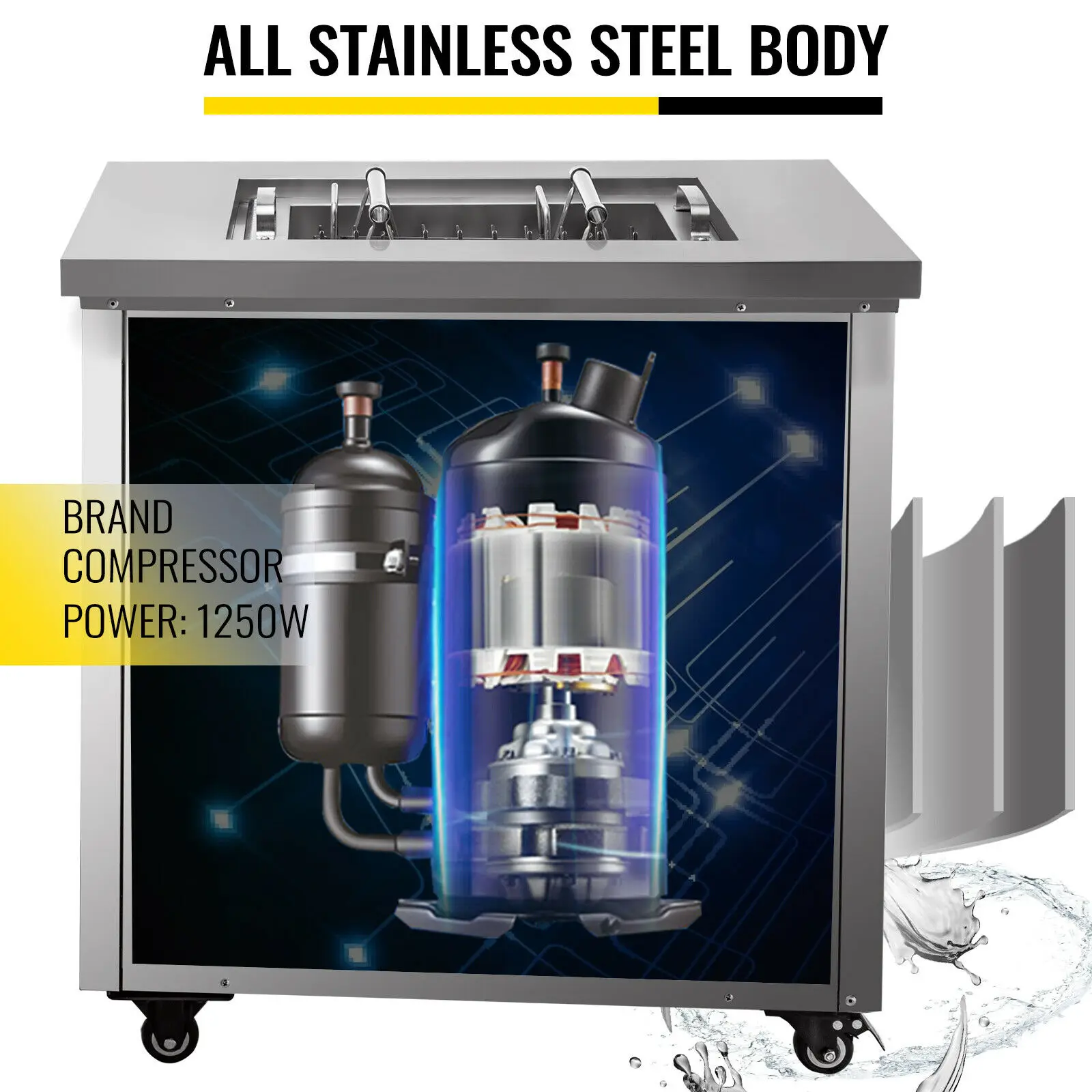 VEVOR 40 قطعة ماكينة صنع الآيس كريم الكهربائية مع ضاغط الثلاجة آلة المصاصة الفولاذ المقاوم للصدأ الزبادي الحليب التجاري