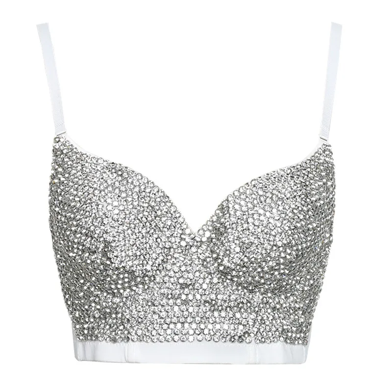 Imagem -02 - Top de Strass para Mulheres Crop Top Colete de Sutiã Regata Tops Cortados Bustier Sexy Espartilho Festa Acolchoado Verão