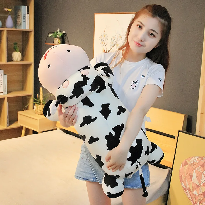 80-120cm Giant Size Lying Cow Soft Plush Sleep Pillow Stuffed Cute Animal Cattle Plush Toys Lovely Girls Gift