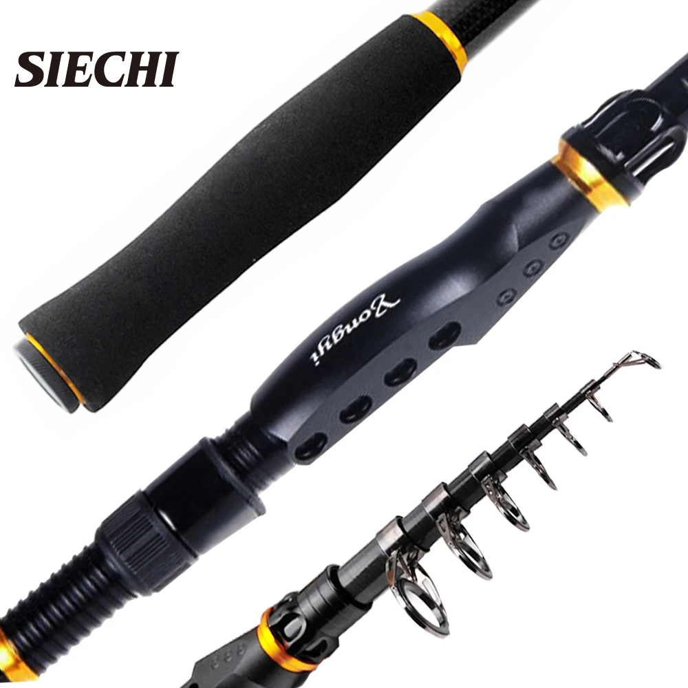 

SIECHI Portable rotary fishing 3.0M2.7M2.4M2.1M fishing rod tough carbon fiber H power telescopic travel sea boat rock fishing