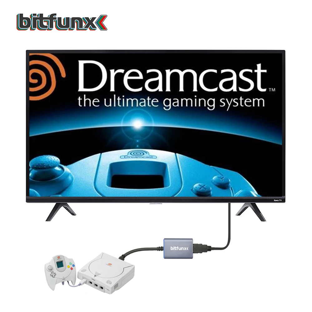 Bitfunx Video and Audio VGA to Digital HDMI-compatible Adapter for SEGA Dreamcast Game Console NTSC And PAL