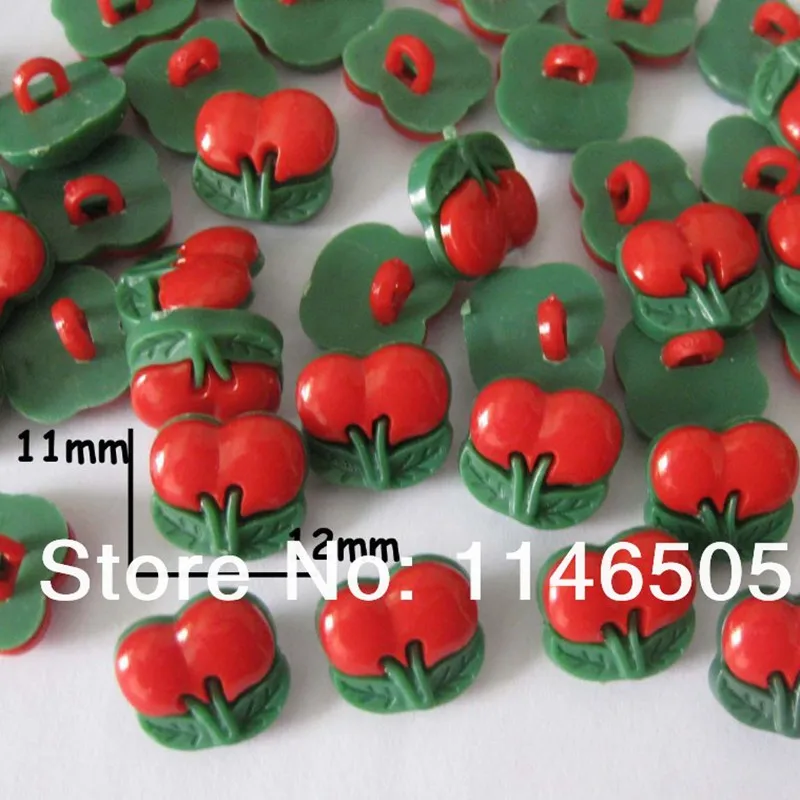 50pcs Kawaii Red Strawberry Buttons Fasteners 11mm*12mm Mixed color Buttons Sewing Buttons Children Accessories