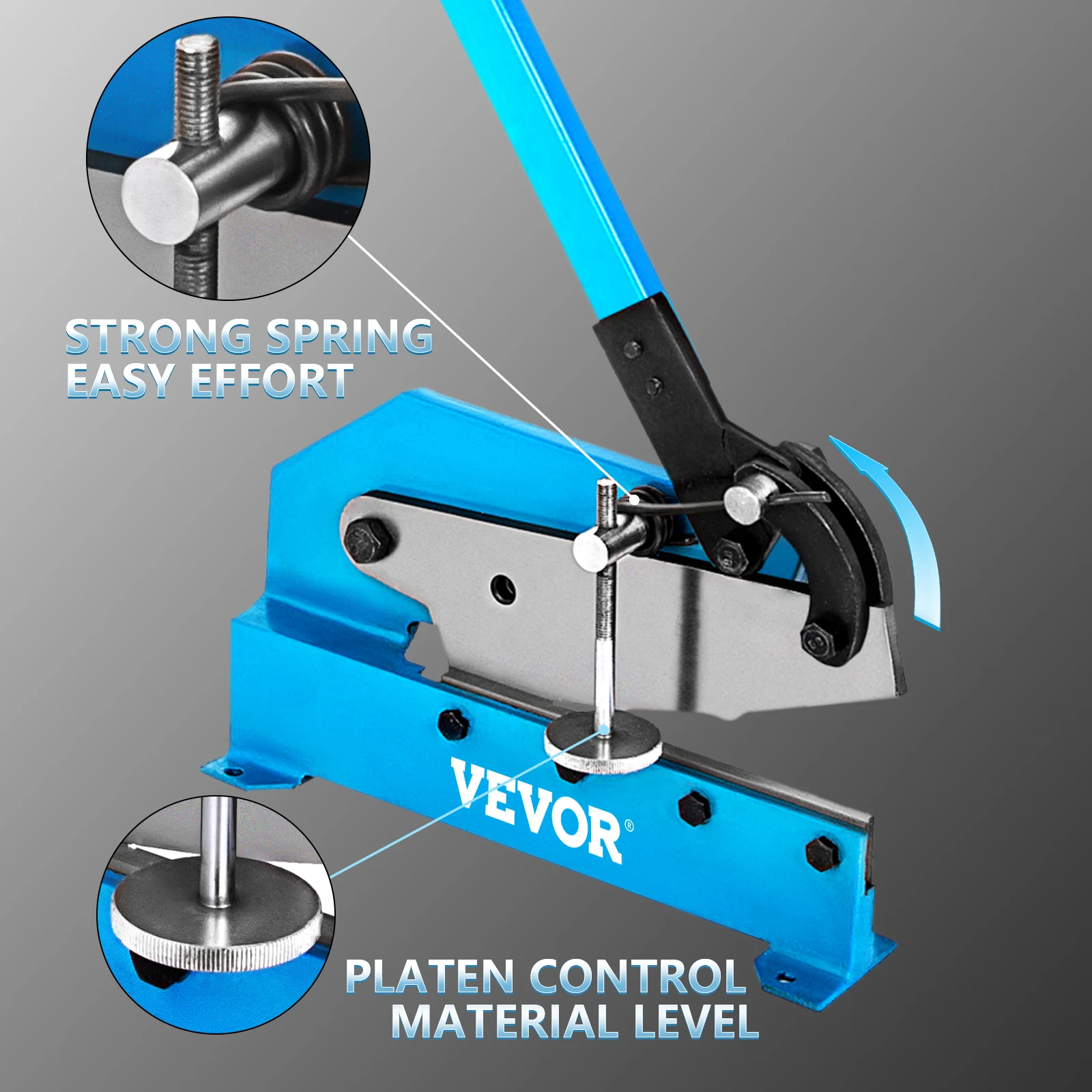 VEVOR Cesoie per Piastre Manuali 70 x 6 mm Taglierina per Metallo Manuale Spessore Max. 4,75 mm Piastra per Aste Taglia Lamiera per Tondo per Cemento Armato