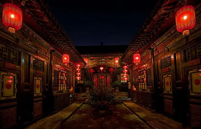 Фон для фотосъемки с изображением праздника Весны в китайском стиле старинное здание семейный портрет фонарь деревянная Фотостудия