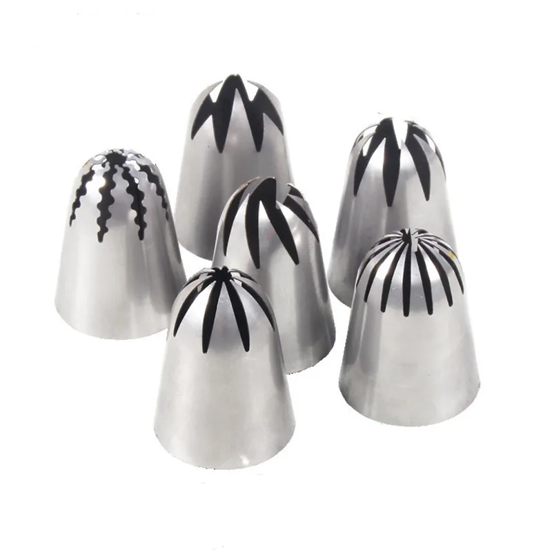 6 size Cream Pastry Nozzles Russia Stainless Steel Butter Decorating Mouth Nozzle for Cake Decoration Cake Tools Baking Tools