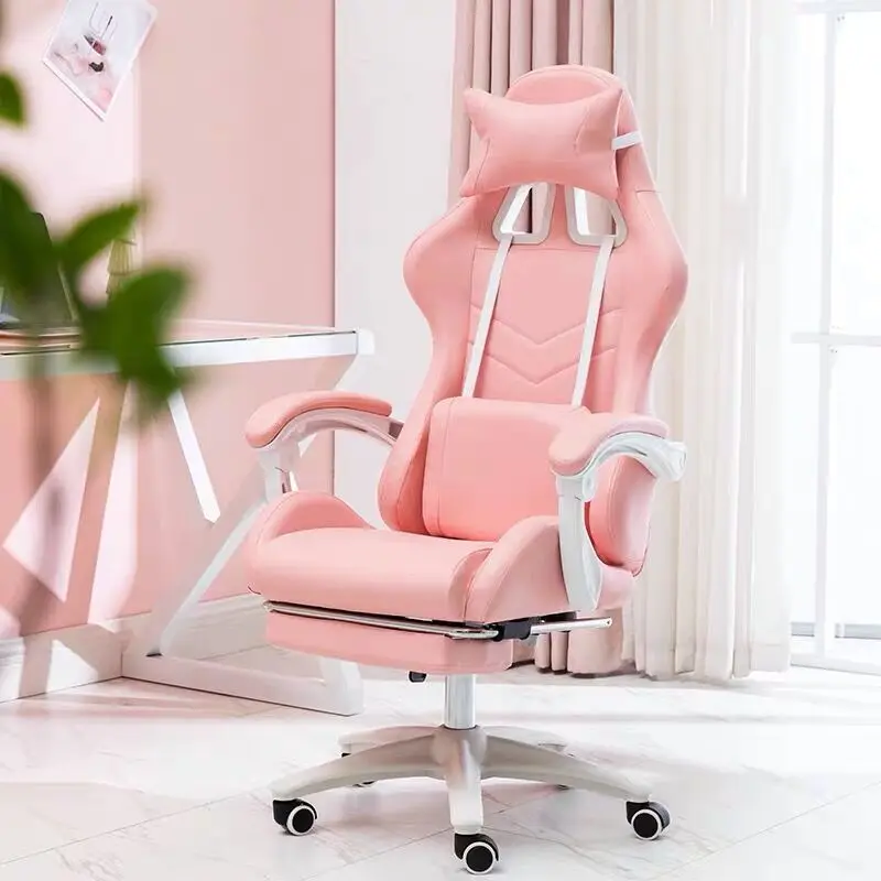 New cute pink gaming chair girl anchor live broadcast ergonomic game athletic swivel home chair computer chair macaron series