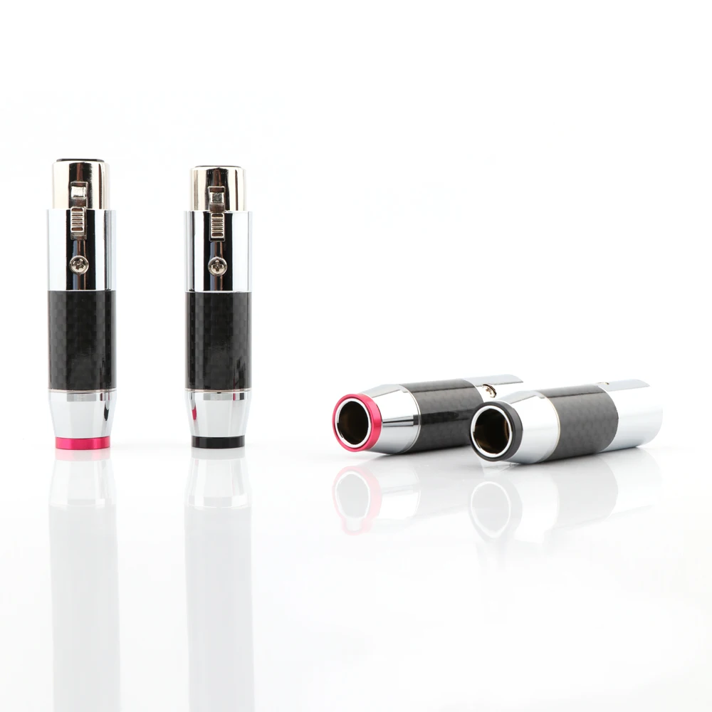 Hallo-end XLR Stecker Silber Überzogene Carbon Faser Audio XLR Stecker Weibliche Stecker Für 11mm DIY Interconnect kabel – Detail 9