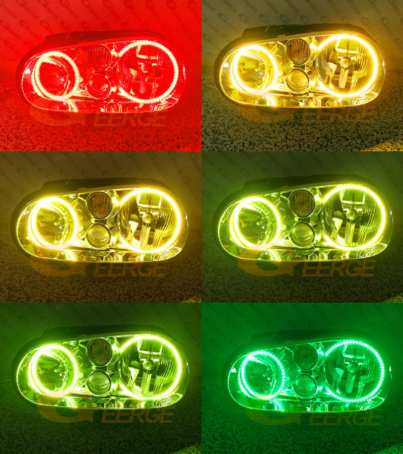 For Volkswagen VW Golf MK4 R32 Gti VR6 CABRIO A4 BT App RF Remote Control Multi-Color RGB Led Angel Eyes Kit Halo Rings