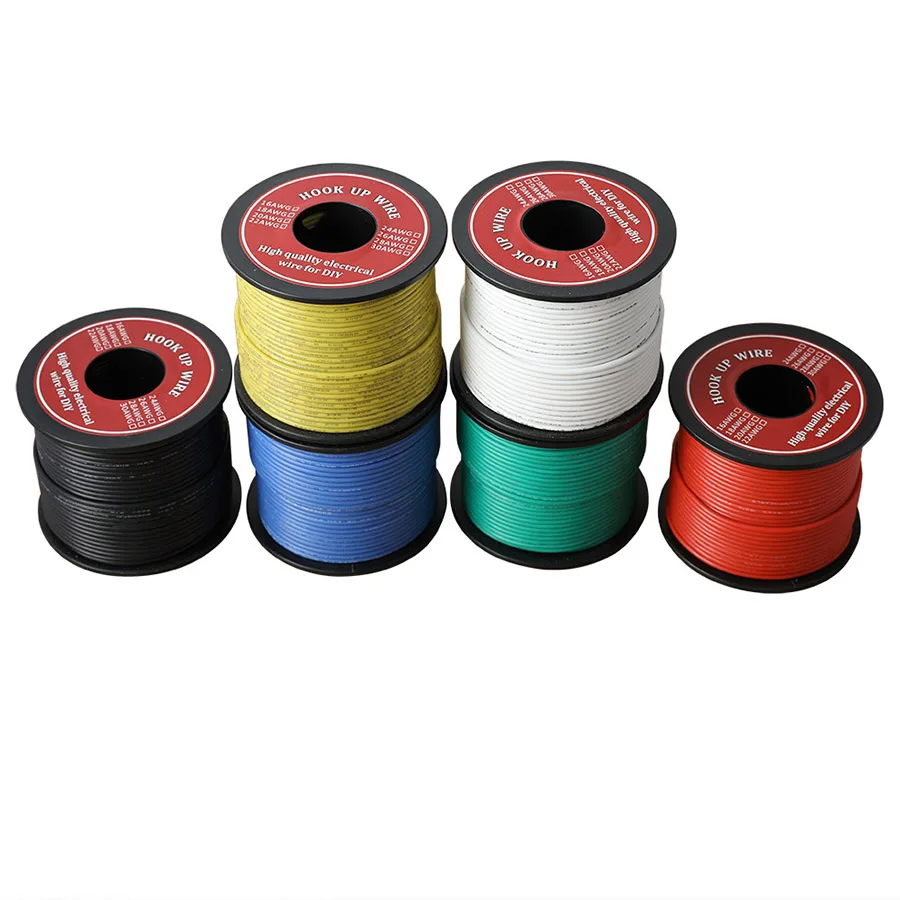 20-80m/ roll Electrical Stranded Wire 26 AWG UL3239 Flexible Silicone Wire Rubber Insulated Tinned Copper 3000V  Electronic Wire