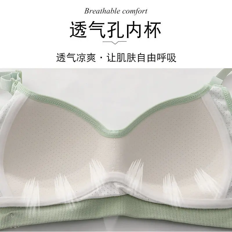 High School Students Girls Bras Development Period Underwear Cotton No Steel Ring Gathered Small Chest Thin Girls Bras