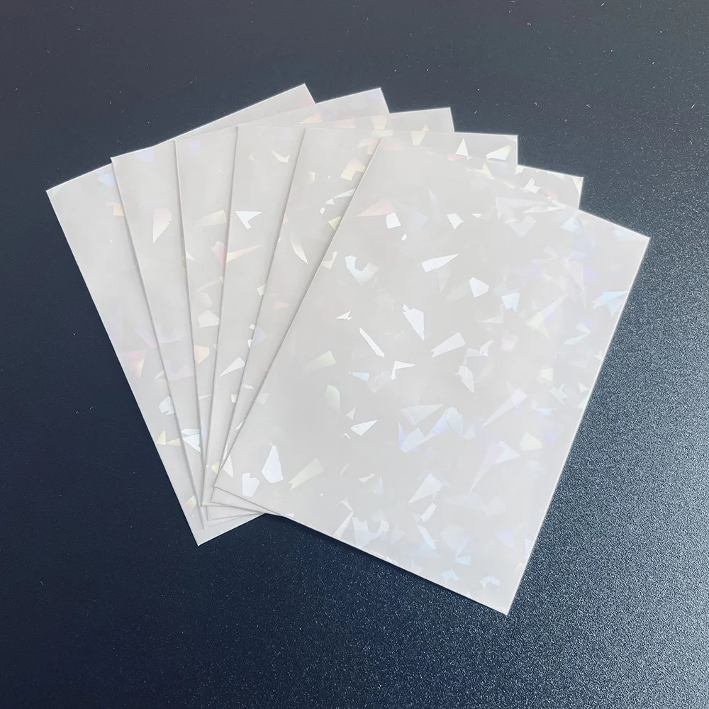 100 PCS/LOT 66x91mm White Broken Gemstone Glass Laser  Gaming Cover Film Holographic Korea Idol Photo Protector Card Sleeves