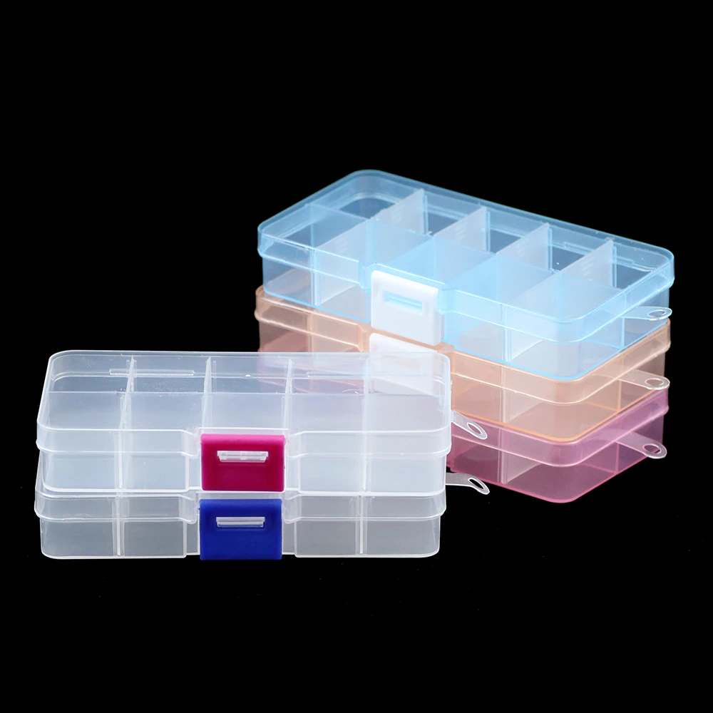 YHBZRET Adjustable 10 Slots Plastic Storage Box packaging transparent Tool Case Craft Organizer box Jewelry Beads accessories