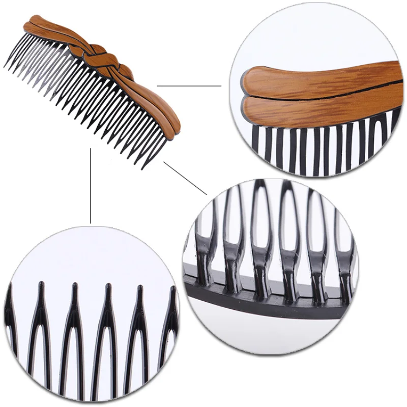 5Pcs/Set Handmade Comb 24 Tooth Plastic Wood Grain Headwear Hair Accessories Women DIY Clip Hair Jewelry Accessories