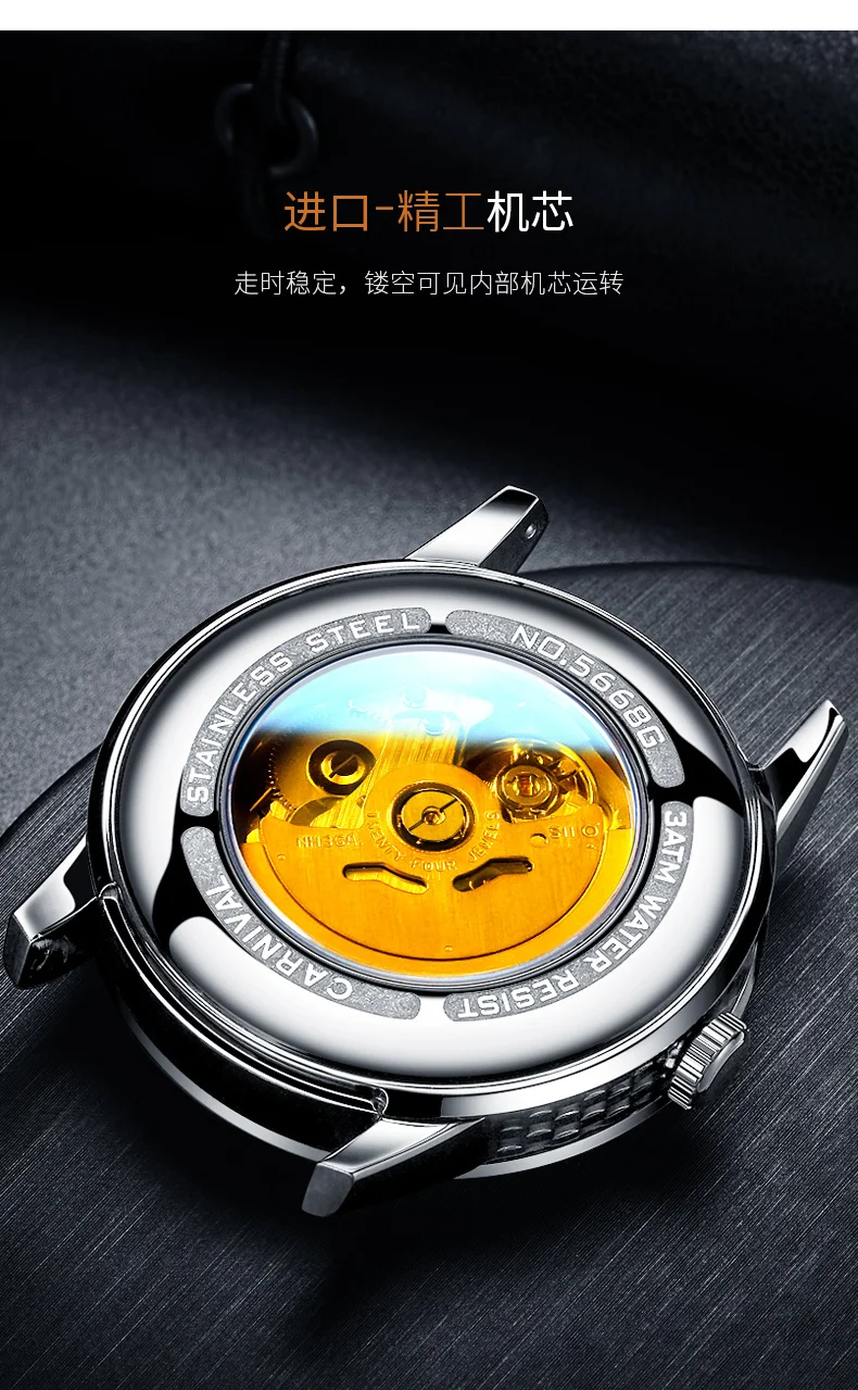 Carnival Men Automatic Watch Japan Top Movment 24jewels Sapphire Day Luxury Mechanical Watch Luxury Gift