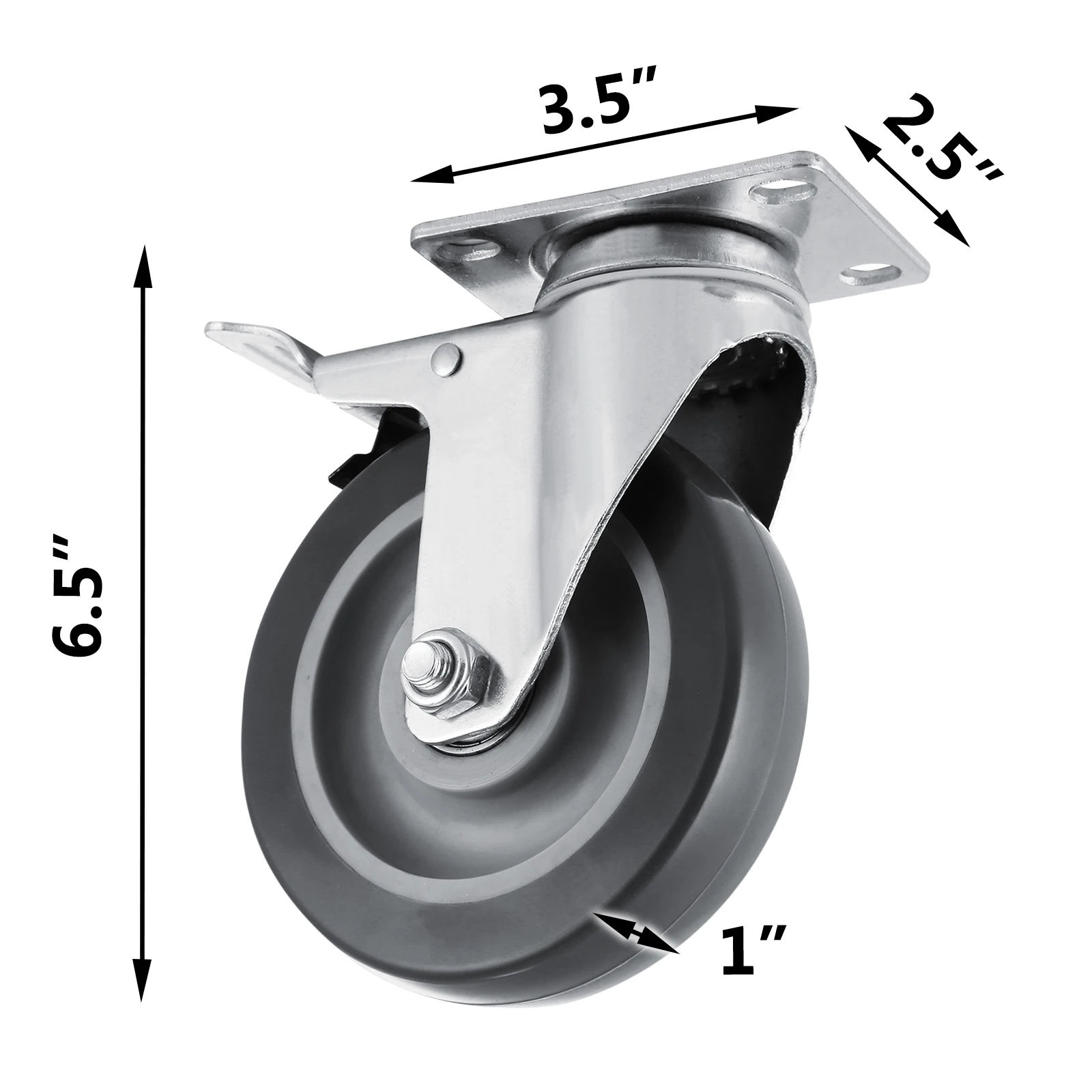 VEVOR-juego de ruedas de poliuretano de alta resistencia, ruedas giratorias de 5 pulgadas, todas las ruedas de freno, antideslizantes, sin marca, rotación de 330 lbs y 360 °, 16 paquetes