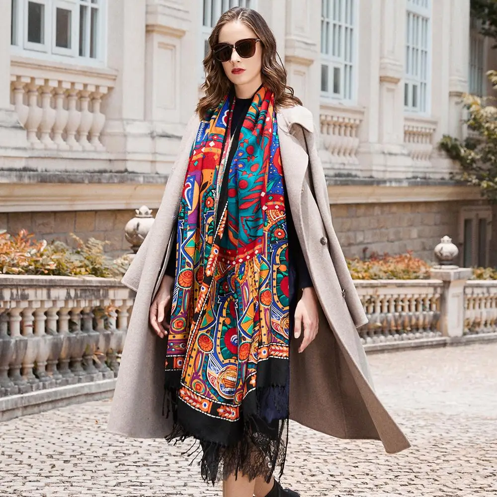 Fashion Winter Scarf For Women Cashmere Warm Plaid Pashmina Luxury Brand Blanket Wraps Female Scarves And Shawls 2019