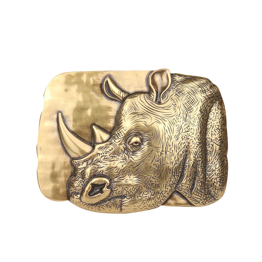 Exquisite Heavy Metal Rhinoceros Belt Buckle Fierce Animal Ramhorn Rhino Hebilla Homemade Cowboy Western Man Jeans Accessory