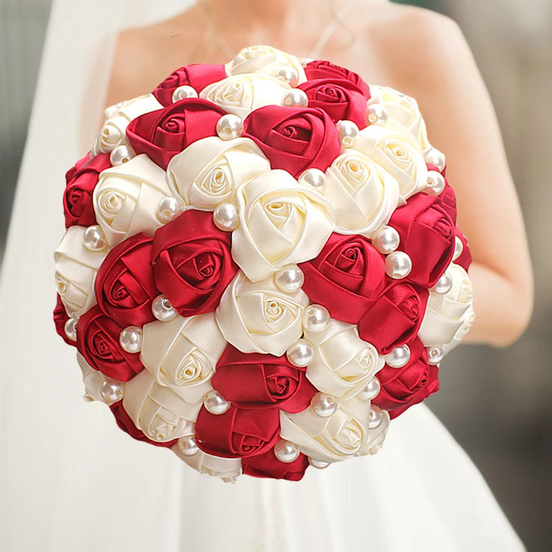 

10 Styles Ivory Silk Rose Wedding Flowers Bridal Bouquets Artificial Foam Flowers Bouquet Romantic Bride Holding Flower