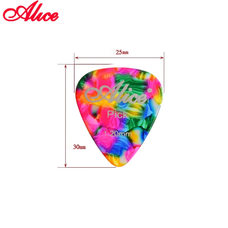 100pcs Alice Celluloid Guitar Picks Plectrum Mediator Gauge 0.46/0.71/0.81/0.96/1.2/1.5mm Random Color Guitar Parts Accessories