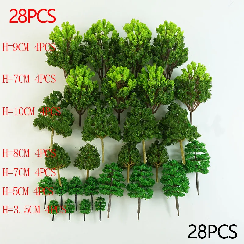 20/40 Stück grüne Modellbäume Zug Eisenbahn Modellbausatz Layout Landschaft Landschaft künstliche Miniatur Mini Baum Wargame Schreibtisch Dekor – Detail 3