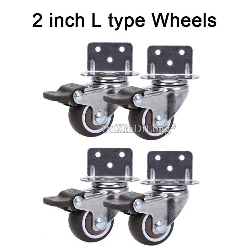 

4PCS Mini 2" Mute L Type Side Mounted Wheels/Casters Loading 30kg Swivel Rollers Wheels For Crib Flower Stand Table GF258