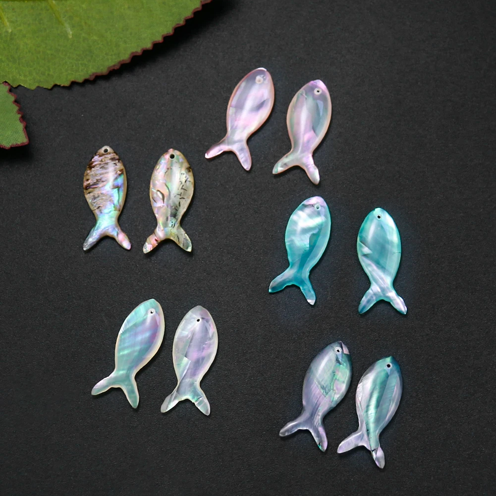 5PCS Natural Abalone Shell Cute Fish Charms Pendants Mother of Pearl Shell Beads for DIY Jewelry Finding Making Earring Necklace