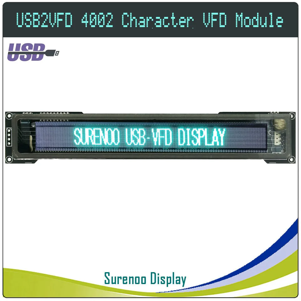 Lcd2usb 4002 40x2 402 usb vfd display módulo lcd painel de tela usb2lcd usb2vfd suporte aida64 para pc diy