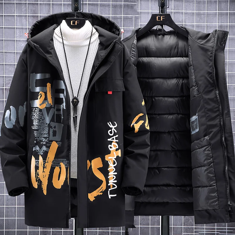 190KG Winter Men\'s Oversized Jacket Hip Hop Punk Streetwear Hooded Fashion Coat Warm Thick Outwear Men Clothing Large Size 12XL