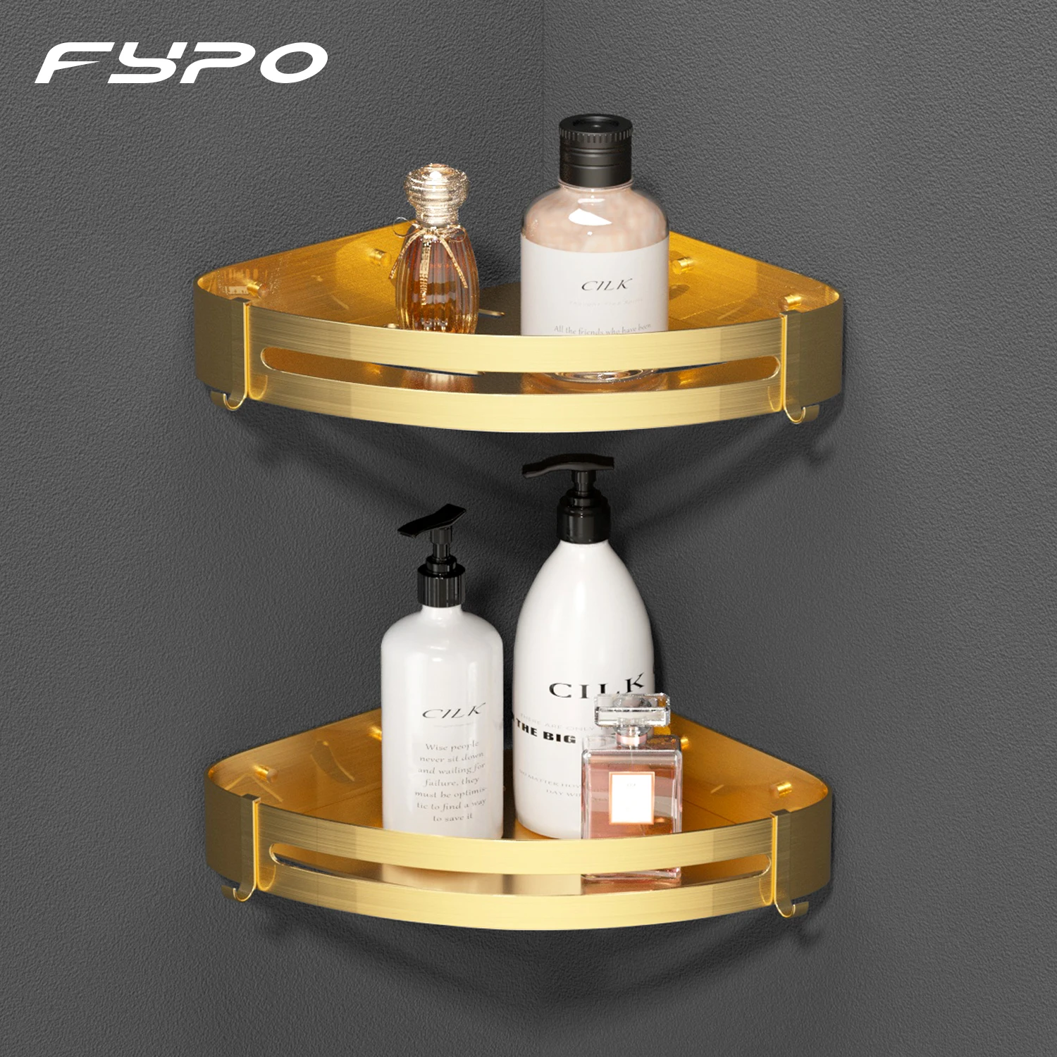 Fypo Corner Shelf Aluminum Bathroom Storage Shelves Wall Free Punching Toilet Triangle Towel Storage Rack Bathroom Accessories