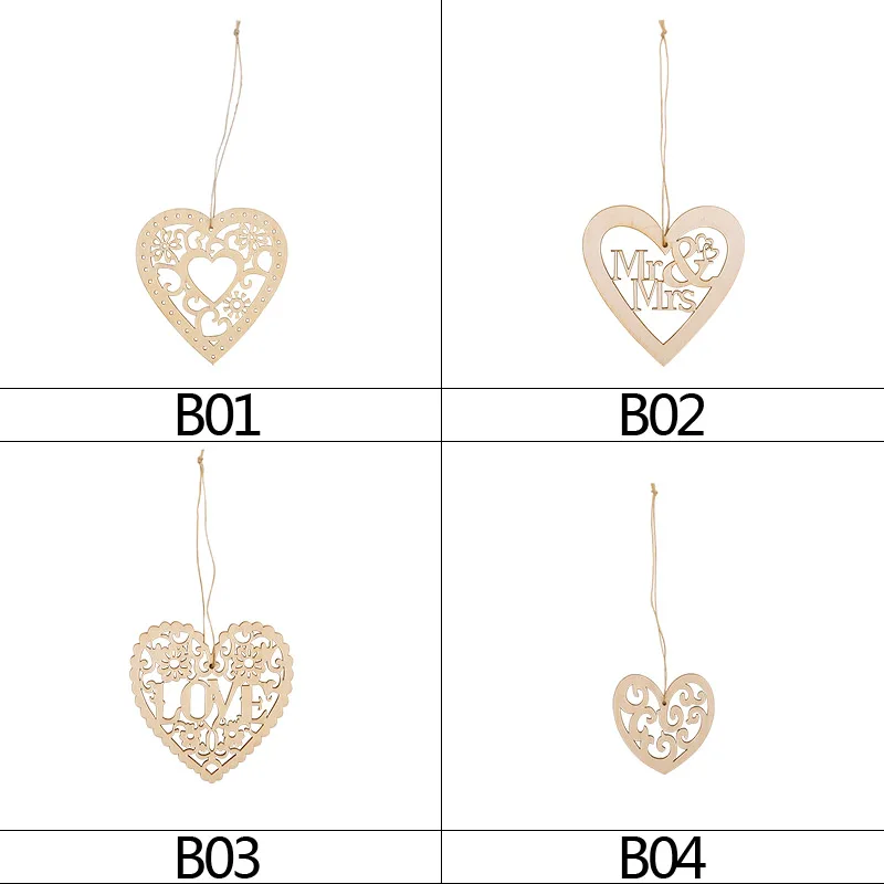 10 pezzi di ciondolo a forma di cuore d\'AMORE in legno cavo, taglio laser, cuore d\'amore, ornamento da appendere, decorazione rustica in legno per