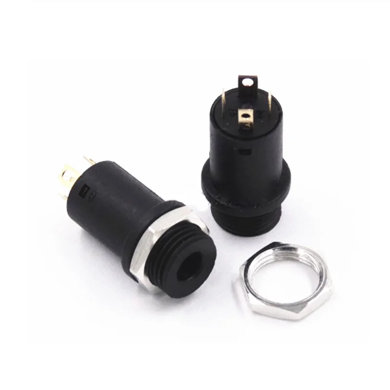 5pcs 3.5mm 4 Channel Female Headphone Stereo Jack Panel Mount Connector Audio Video Vertical Socket Gold Plated  black