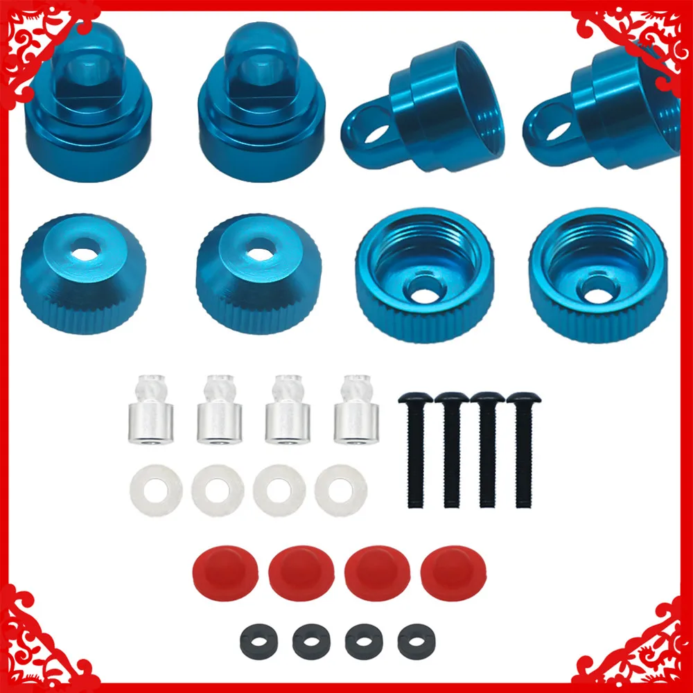 RCAWD 4sets machined alloy shock caps shock Bladder bottoms washers pivot balls for Traxxas Slash 2WD