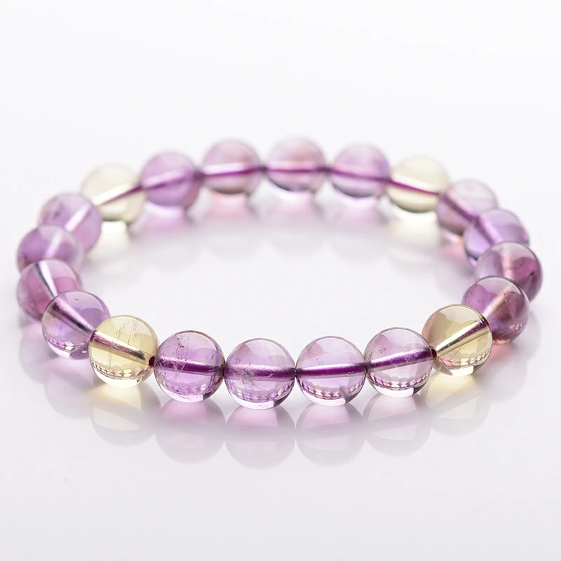 

Natural Yellow Purple Ametrine Quartz Clear Round Beads Bracelet Women Men 9mmAmethyst Citrine Crystal Bracelet AAAAA