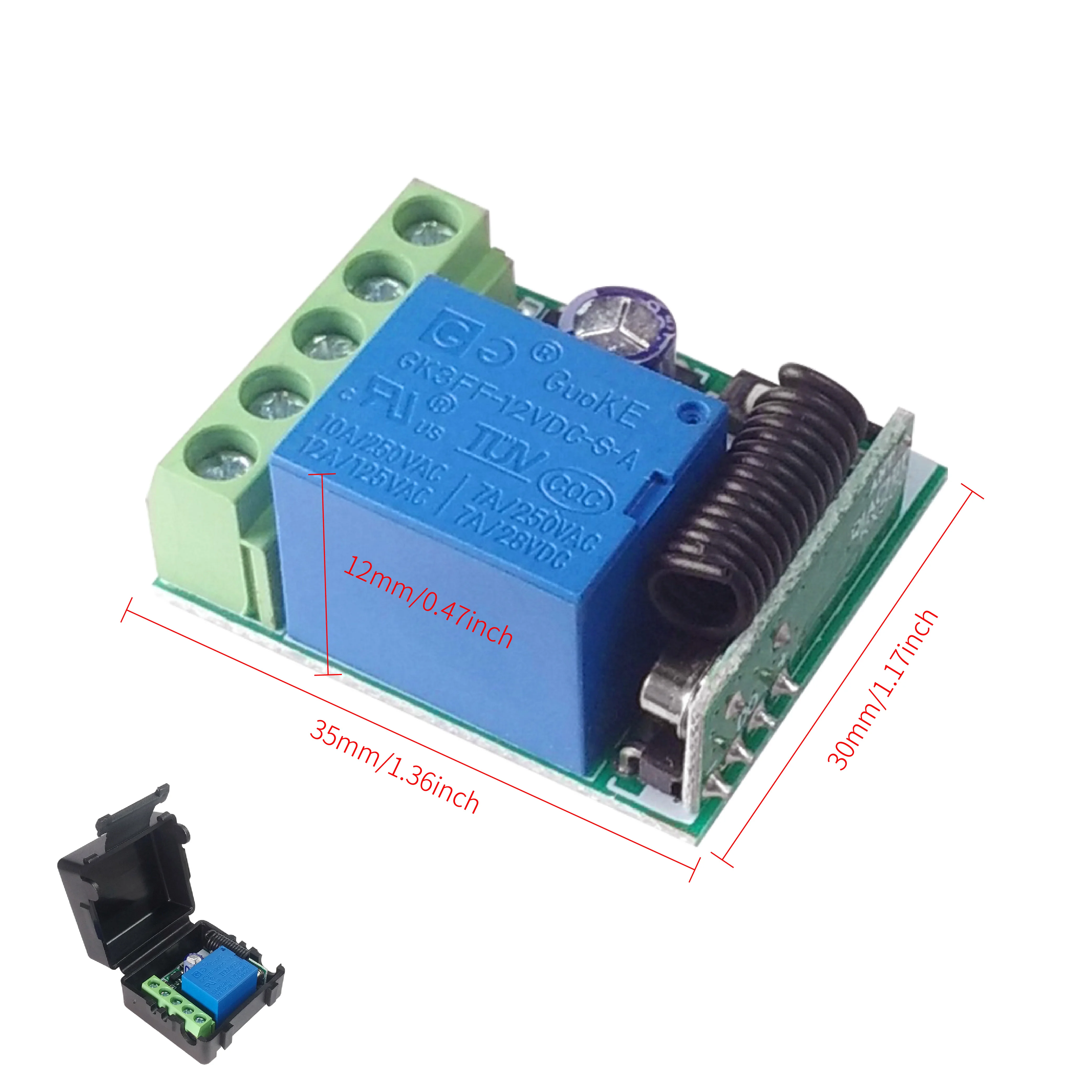 QIACHIP 433MHz Universal Wireless Remote Control DC 12V 1CH RF Relay Receiver for Universal Garage and Door Opener Controller