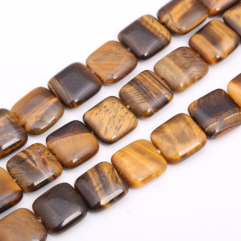 12mm Natural Stone Colorful Agate Tiger Eye Sandstone Square Piece Loose Beads for Jewelry Making DIY Hot Bracelet Necklace 15\
