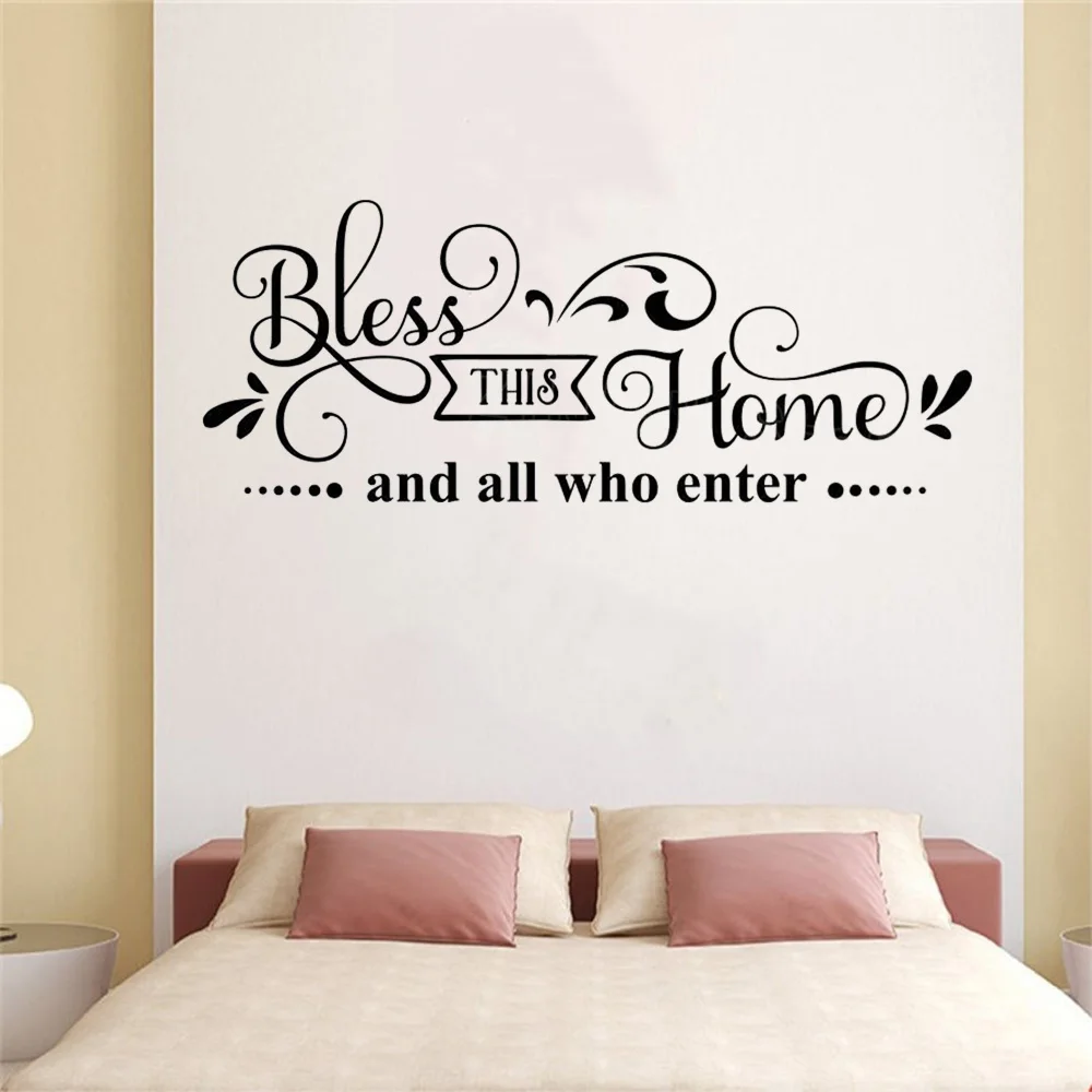 

Bless This Home Wall Decal Entryway Decor Decal Christian Wall Sticker Home Decoration Living Room Scripture Stickers Mural