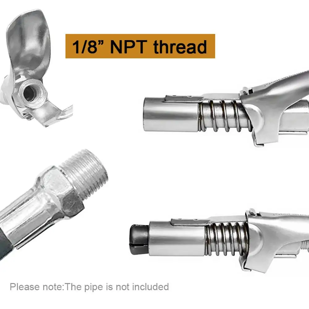 2021 Grease Gun Adapter Hose Kit Gun Lock Grease Coupler Quick Release Lock On Coupling End 1/8” NPT SAE  Metric Zerk Fitting