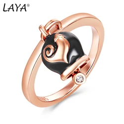 Laya Silver Ring For Women Pure 925 Sterling Silver Shiny White Cubic Zirconia Fine Jewelry Handmade Enamel 2021 Trend