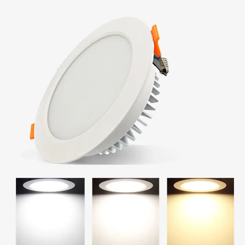 Downlight de alumínio não-regulável do teto 3w 5w 7w 9 12w 15w smd para baixo a lâmpada de luz ac220v redonda recessed cob conduziu o ponto