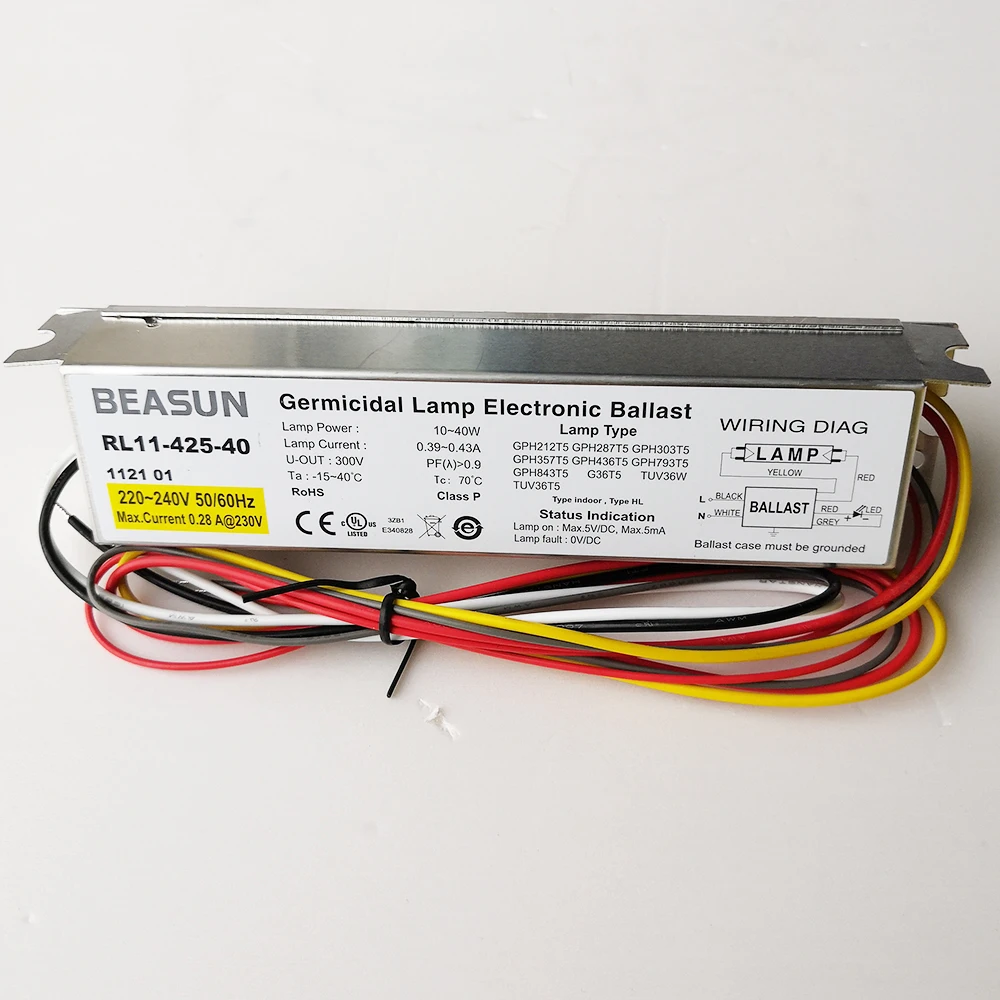 TEPRO BEASUN RL11-425-40 IP64 10-40W Germicidal Lamp Electronic Ballasts for T5 UV Lamps