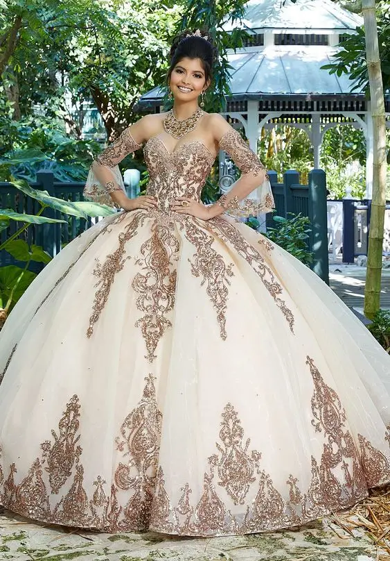 Sweet 16 Hồng Công Chúa Quinceanera Váy 2023 Tay Dài Voan Chính Thức Thi Bầu Cho Bé Gái Vestidos De 15 Anos