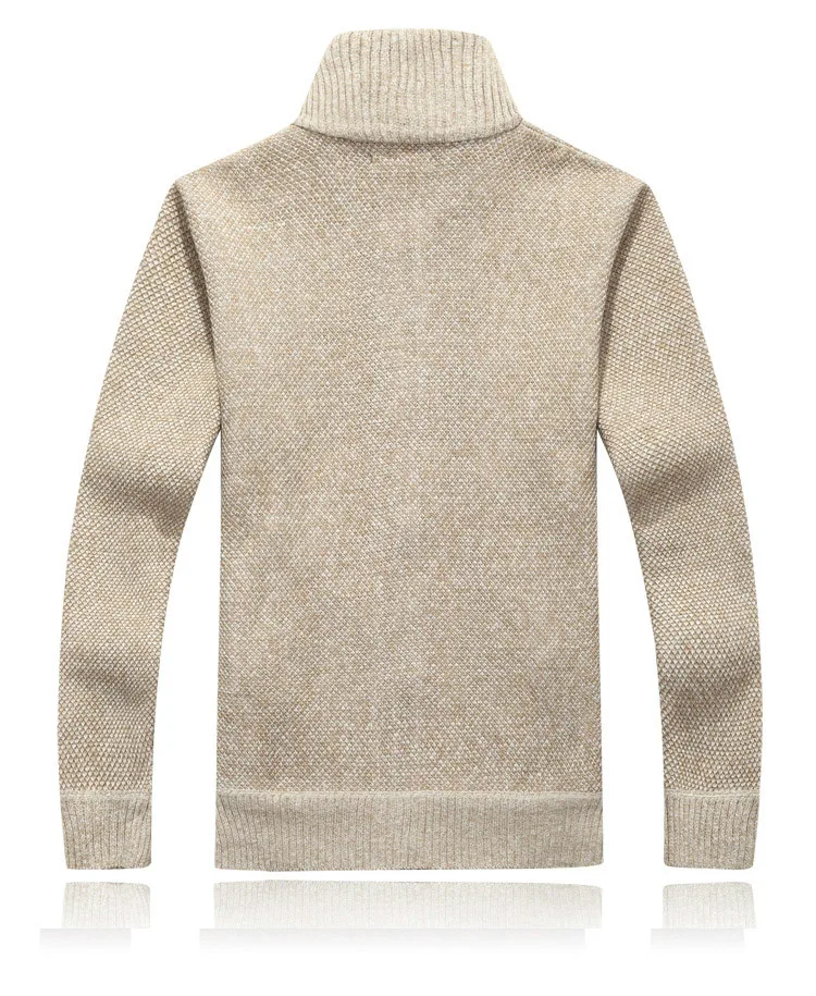 Winter Dicke Herren Strickpullover Mantel Off White Langarm Strickjacke Fleece Full Zip Männlich Kausal Plus Size Kleidung für den Herbst – Detail 10