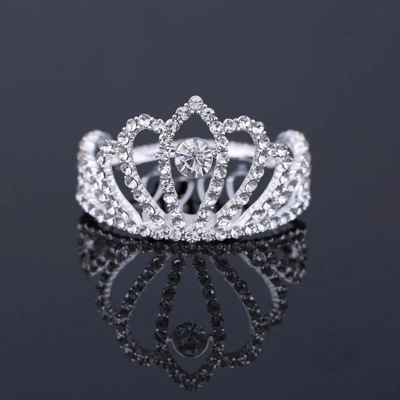 TDQUEEN Mini Round Tiaras and Crowns with Comb Silver Plated Crystal Rhinestone Bridal Wedding Hair Accessories for Women