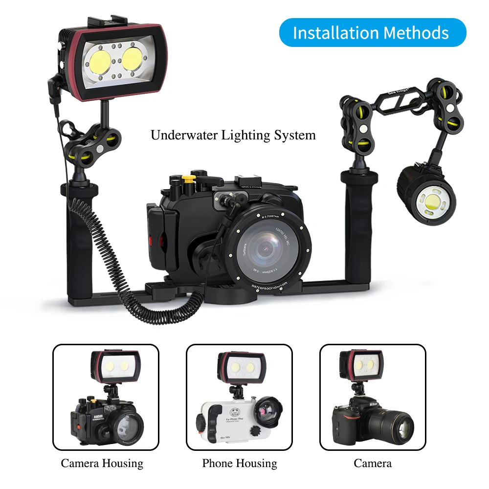 SL-21 прочный светодиодный фонарь для дайвинга 7000-7500K Подводная заполняющая лампа светодиодный s 40M водонепроницаемый с белым/красным/синим светом s