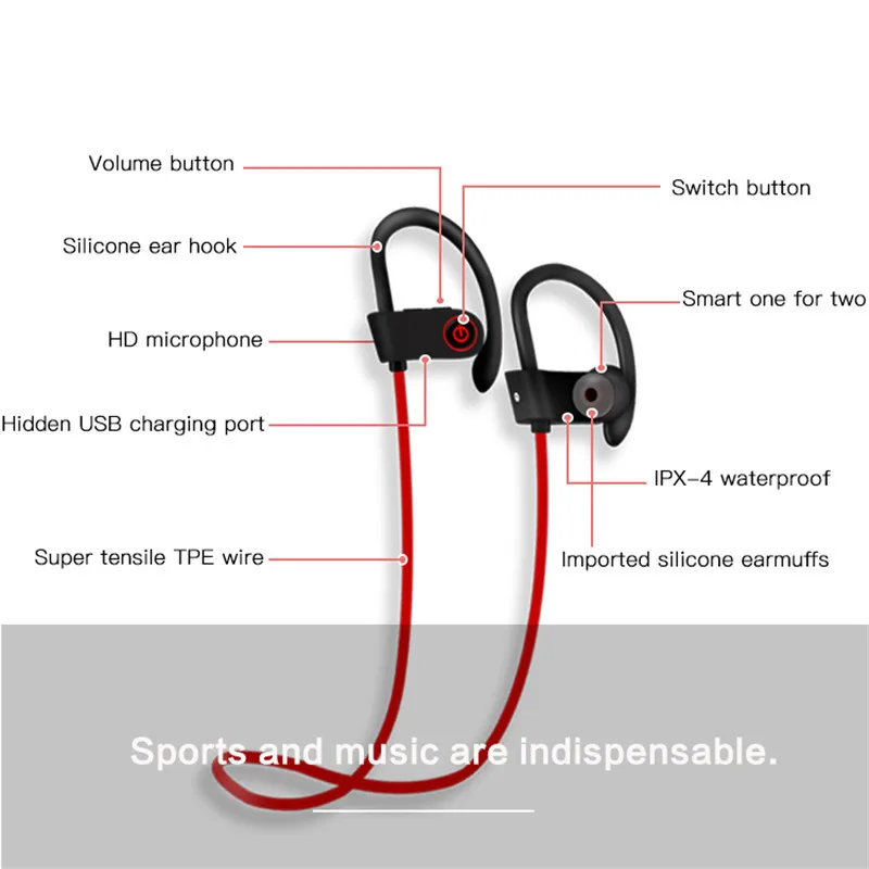 Bluetooth headphones for a mobile phone sports wireless earbuds Headset hand free HiFi Stereo earphone for xiaomi iphone Samsung